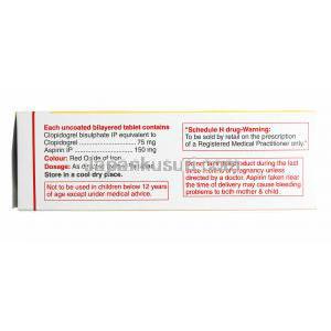 クロピバス AP (アスピリン　150mg/ クロピドグレル 75mg) 成分